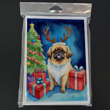 Load image into Gallery viewer, Pekingese Christmas Reindeer Greeting Cards - Blank Note Cards – 8-Pack of Artist-Designed Cards with Envelopes