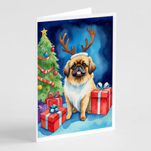 Load image into Gallery viewer, Pekingese Christmas Reindeer Greeting Cards - Blank Note Cards – 8-Pack of Artist-Designed Cards with Envelopes