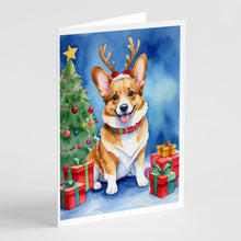 Load image into Gallery viewer, Corgi Christmas Reindeer Greeting Cards - Blank Note Cards – 8-Pack of Artist-Designed Cards with Envelopes