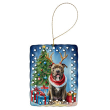 Load image into Gallery viewer, Pit Bull Terrier Christmas Reindeer Porcelain Ornament