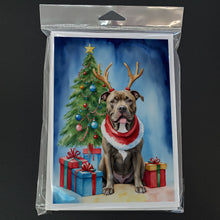 Load image into Gallery viewer, Pit Bull Terrier Christmas Reindeer Greeting Cards - Blank Note Cards – 8-Pack of Artist-Designed Cards with Envelopes