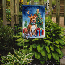 Load image into Gallery viewer, Pit Bull Terrier Christmas Garden Flag – Dog in Reindeer Antlers with Tree &amp; Gifts