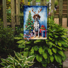 Load image into Gallery viewer, Pointer Christmas Garden Flag – Dog in Reindeer Antlers with Tree &amp; Gifts