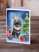 Load image into Gallery viewer, Pomeranian Christmas Reindeer Greeting Cards - Blank Note Cards – 8-Pack of Artist-Designed Cards with Envelopes
