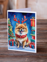 Load image into Gallery viewer, Pomeranian Christmas Reindeer Greeting Cards - Blank Note Cards – 8-Pack of Artist-Designed Cards with Envelopes