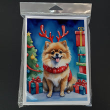 Load image into Gallery viewer, Pomeranian Christmas Reindeer Greeting Cards - Blank Note Cards – 8-Pack of Artist-Designed Cards with Envelopes