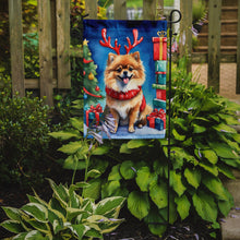Load image into Gallery viewer, Pomeranian Christmas Garden Flag – Dog in Reindeer Antlers with Tree &amp; Gifts