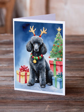 Load image into Gallery viewer, Black Standard Poodle Christmas Reindeer Greeting Cards - Blank Note Cards – 8-Pack of Artist-Designed Cards with Envelopes