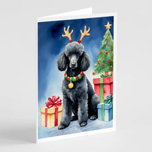 Load image into Gallery viewer, Black Standard Poodle Christmas Reindeer Greeting Cards - Blank Note Cards – 8-Pack of Artist-Designed Cards with Envelopes