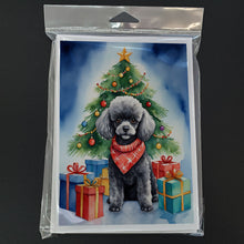 Load image into Gallery viewer, Black Toy Poodle Christmas Reindeer Greeting Cards - Blank Note Cards – 8-Pack of Artist-Designed Cards with Envelopes