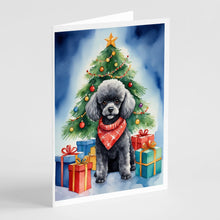 Load image into Gallery viewer, Black Toy Poodle Christmas Reindeer Greeting Cards - Blank Note Cards – 8-Pack of Artist-Designed Cards with Envelopes