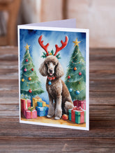 Load image into Gallery viewer, Chocolate Standard Poodle Christmas Reindeer Greeting Cards - Blank Note Cards – 8-Pack of Artist-Designed Cards with Envelopes