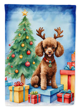 Load image into Gallery viewer, Chocolate Toy Poodle Christmas Reindeer House Flag