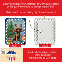 Load image into Gallery viewer, Chocolate Toy Poodle Christmas Reindeer Porcelain Ornament