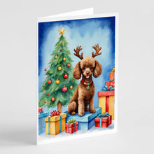 Load image into Gallery viewer, Chocolate Toy Poodle Christmas Reindeer Greeting Cards - Blank Note Cards – 8-Pack of Artist-Designed Cards with Envelopes