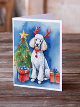 Load image into Gallery viewer, White Standard Poodle Christmas Reindeer Greeting Cards - Blank Note Cards – 8-Pack of Artist-Designed Cards with Envelopes