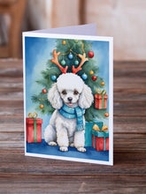 Load image into Gallery viewer, White Toy Poodle Christmas Reindeer Greeting Cards - Blank Note Cards – 8-Pack of Artist-Designed Cards with Envelopes
