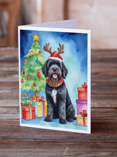 Load image into Gallery viewer, Portuguese Water Dog Christmas Reindeer Greeting Cards - Blank Note Cards – 8-Pack of Artist-Designed Cards with Envelopes