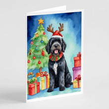 Load image into Gallery viewer, Portuguese Water Dog Christmas Reindeer Greeting Cards - Blank Note Cards – 8-Pack of Artist-Designed Cards with Envelopes