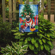 Load image into Gallery viewer, Pug Christmas Garden Flag – Dog in Reindeer Antlers with Tree &amp; Gifts