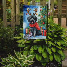 Load image into Gallery viewer, Puli Christmas Garden Flag – Dog in Reindeer Antlers with Tree &amp; Gifts