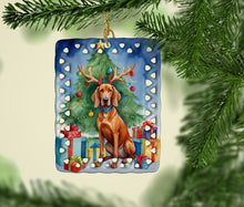 Load image into Gallery viewer, Redbone Coonhound Christmas Reindeer Porcelain Ornament