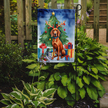 Load image into Gallery viewer, Redbone Coonhound Christmas Garden Flag – Dog in Reindeer Antlers with Tree &amp; Gifts