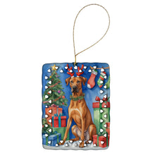 Load image into Gallery viewer, Rhodesian Ridgeback Christmas Reindeer Porcelain Ornament