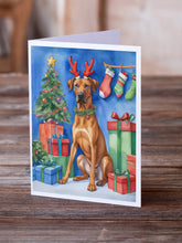 Load image into Gallery viewer, Rhodesian Ridgeback Christmas Reindeer Greeting Cards - Blank Note Cards – 8-Pack of Artist-Designed Cards with Envelopes