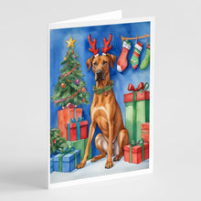 Load image into Gallery viewer, Rhodesian Ridgeback Christmas Reindeer Greeting Cards - Blank Note Cards – 8-Pack of Artist-Designed Cards with Envelopes