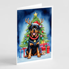 Load image into Gallery viewer, Rottweiler Christmas Reindeer Greeting Cards - Blank Note Cards – 8-Pack of Artist-Designed Cards with Envelopes