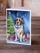 Load image into Gallery viewer, Saint Bernard Christmas Reindeer Greeting Cards - Blank Note Cards – 8-Pack of Artist-Designed Cards with Envelopes