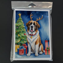 Load image into Gallery viewer, Saint Bernard Christmas Reindeer Greeting Cards - Blank Note Cards – 8-Pack of Artist-Designed Cards with Envelopes