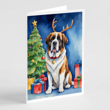 Load image into Gallery viewer, Saint Bernard Christmas Reindeer Greeting Cards - Blank Note Cards – 8-Pack of Artist-Designed Cards with Envelopes
