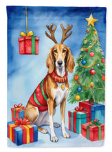 Load image into Gallery viewer, Saluki Christmas Garden Flag – Dog in Reindeer Antlers with Tree &amp; Gifts
