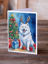 Load image into Gallery viewer, Samoyed Christmas Reindeer Greeting Cards - Blank Note Cards – 8-Pack of Artist-Designed Cards with Envelopes