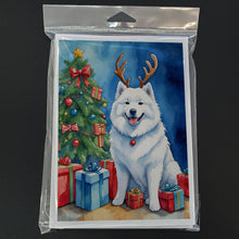 Load image into Gallery viewer, Samoyed Christmas Reindeer Greeting Cards - Blank Note Cards – 8-Pack of Artist-Designed Cards with Envelopes