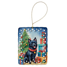 Load image into Gallery viewer, Schipperke Christmas Reindeer Porcelain Ornament