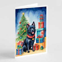 Load image into Gallery viewer, Schipperke Christmas Reindeer Greeting Cards - Blank Note Cards – 8-Pack of Artist-Designed Cards with Envelopes