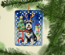 Load image into Gallery viewer, Schnauzer Christmas Reindeer Porcelain Ornament