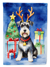 Load image into Gallery viewer, Schnauzer Christmas Garden Flag – Dog in Reindeer Antlers with Tree &amp; Gifts