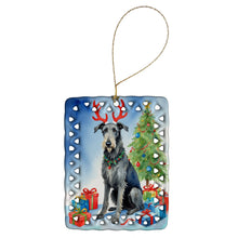 Load image into Gallery viewer, Scottish Deerhound Christmas Reindeer Porcelain Ornament