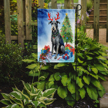 Load image into Gallery viewer, Scottish Deerhound Christmas Garden Flag – Dog in Reindeer Antlers with Tree &amp; Gifts
