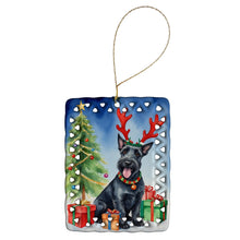 Load image into Gallery viewer, Scottish Terrier Christmas Reindeer Porcelain Ornament