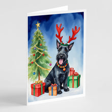 Load image into Gallery viewer, Scottish Terrier Christmas Reindeer Greeting Cards - Blank Note Cards – 8-Pack of Artist-Designed Cards with Envelopes