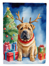 Load image into Gallery viewer, Shar Pei Christmas Reindeer House Flag