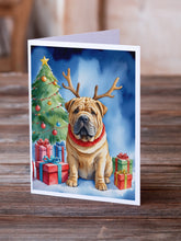 Load image into Gallery viewer, Shar Pei Christmas Reindeer Greeting Cards - Blank Note Cards – 8-Pack of Artist-Designed Cards with Envelopes