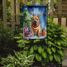 Load image into Gallery viewer, Shar Pei Christmas Garden Flag – Dog in Reindeer Antlers with Tree &amp; Gifts