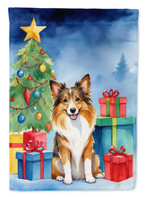 Load image into Gallery viewer, Sheltie Christmas Reindeer House Flag