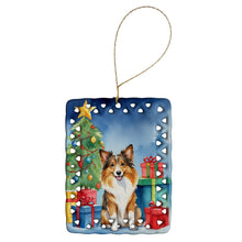 Load image into Gallery viewer, Sheltie Christmas Reindeer Porcelain Ornament